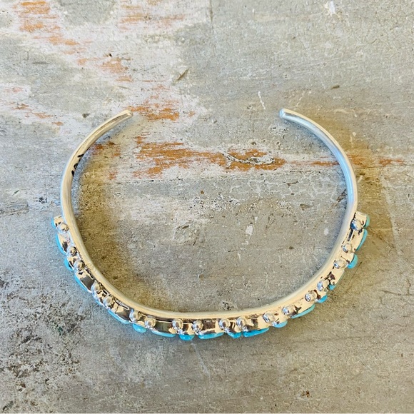 SOLD ♥️ Zuni ♥️ Elvira Kiyite Sterling Silver & Turquoise Stacker Cuff - Picture 9 of 15